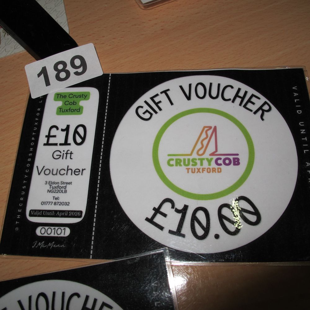 Lot 189: crusty cob cafe £10 voucher