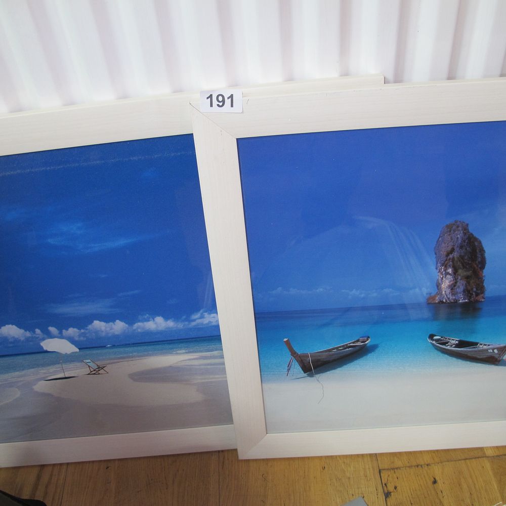 Lot 191: a pair of framed prints of beautiful ocean