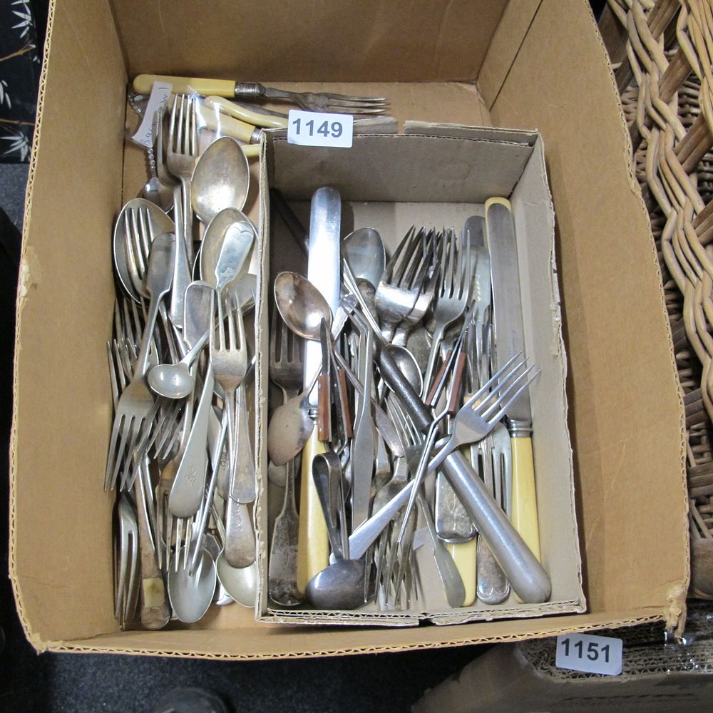 Lot 1149: An Assortment of Mixed Silver-Plated and Stainless Steel...