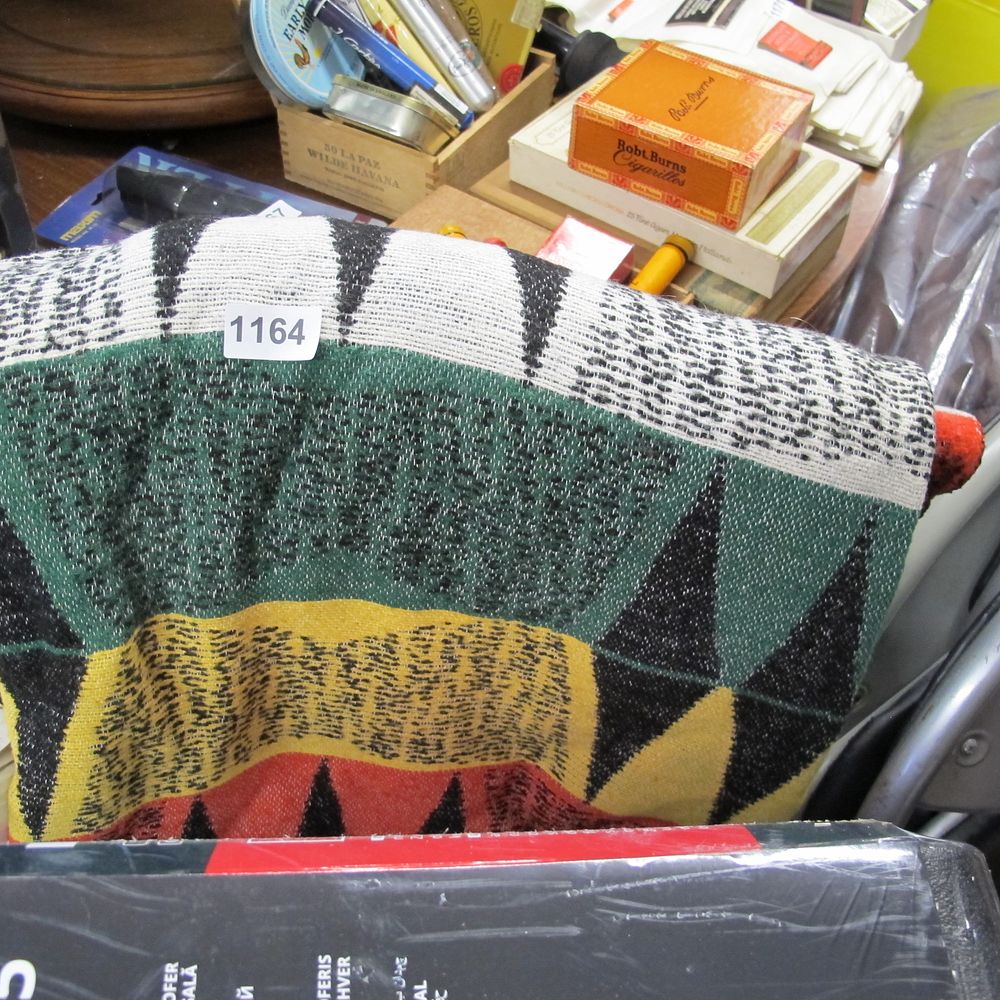 Lot 1164: A Vintage Geometric Pattern Woven Cotton Blend Throw...