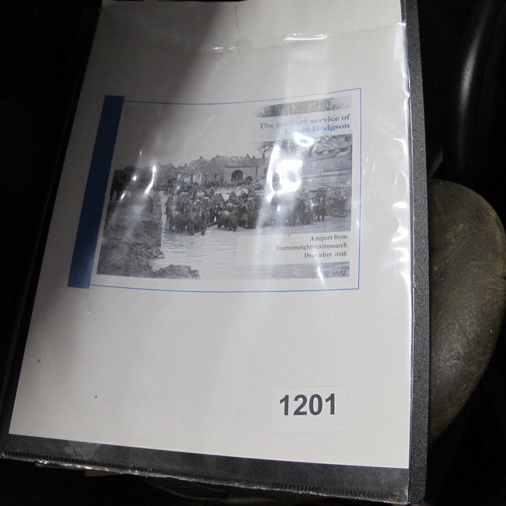 Lot 1201: A First World War Military Service Research Report...