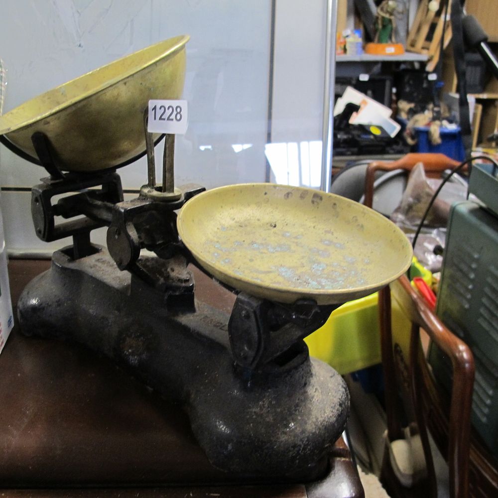 Lot 1228: A Vintage Raglan Cast Iron and Brass Balance...