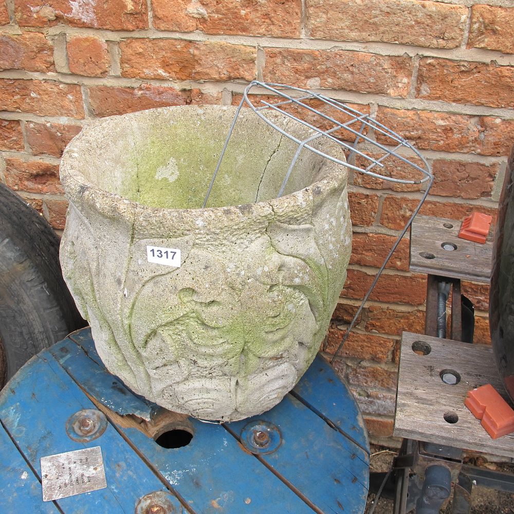 Lot 1317: A Large Weathered Cast Stone Garden Planter with...