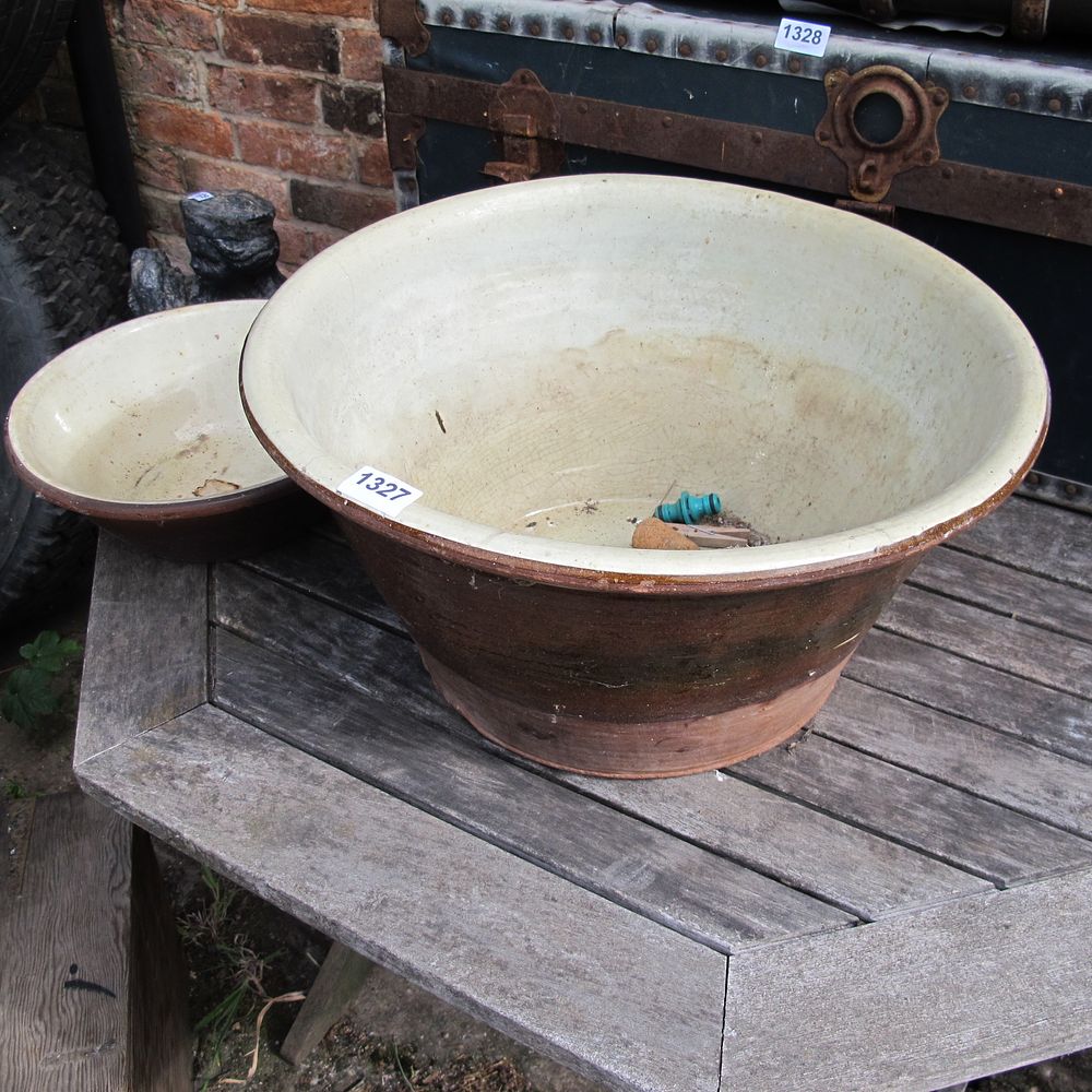Lot 1327: A Pair of 19th-Century English Glazed Earthenware Dairy...