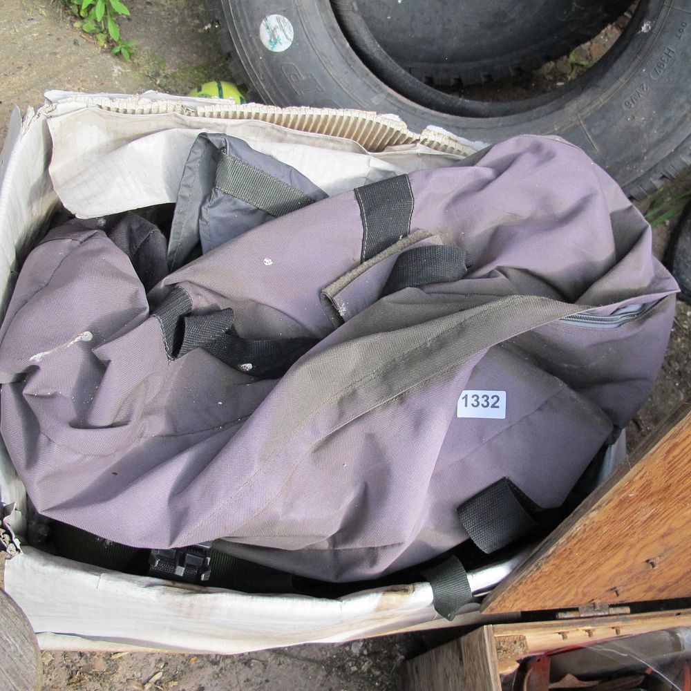 Lot 1332: Large Purple-Grey Synthetic Duffel Equipment Bag