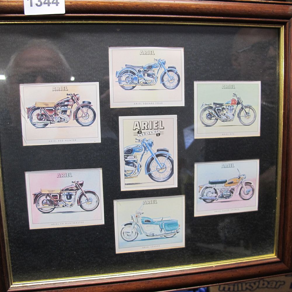 Lot 1344: A Framed Set of Golden Era Ariel Motorcycles...