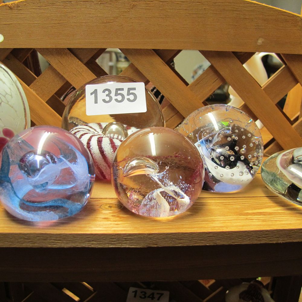 Lot 1355: A Group of Art Glass Paperweights and Decorative...