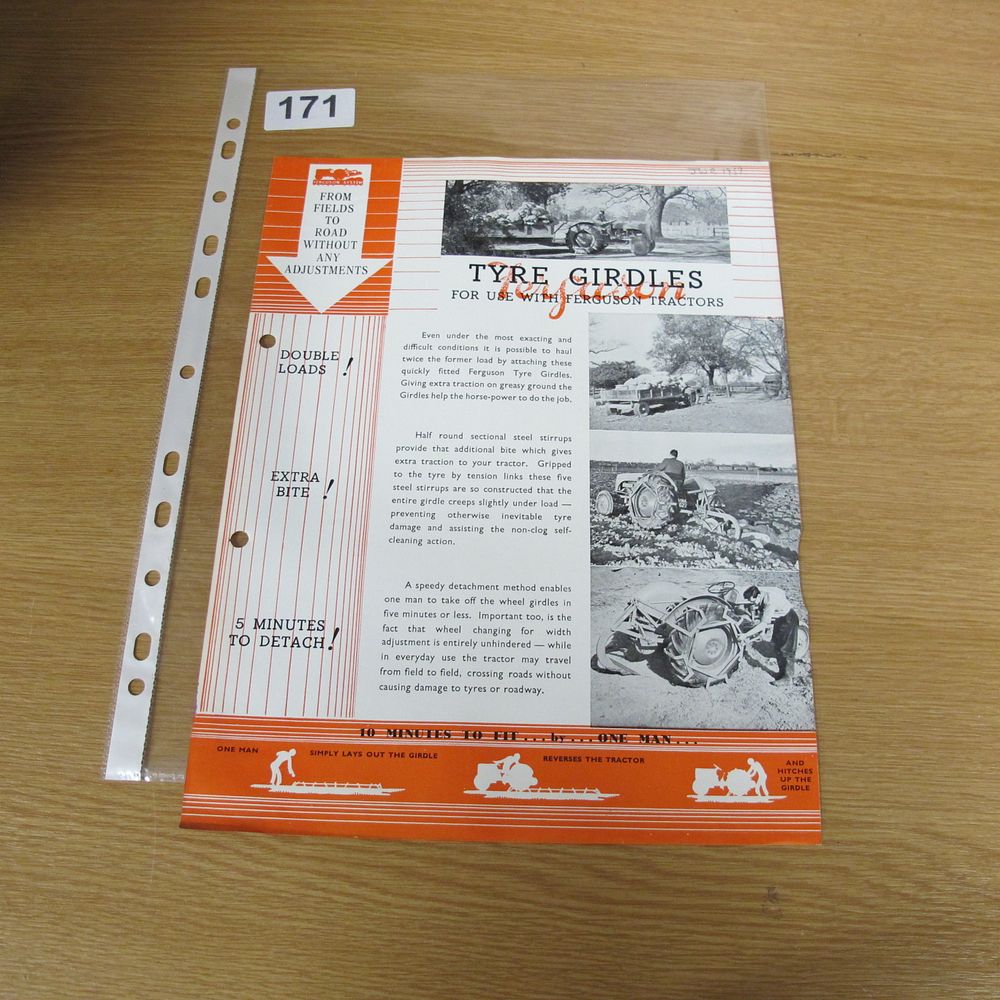 Lot 171: A Vintage Ferguson System Tyre Girdles Advertising Brochure,...