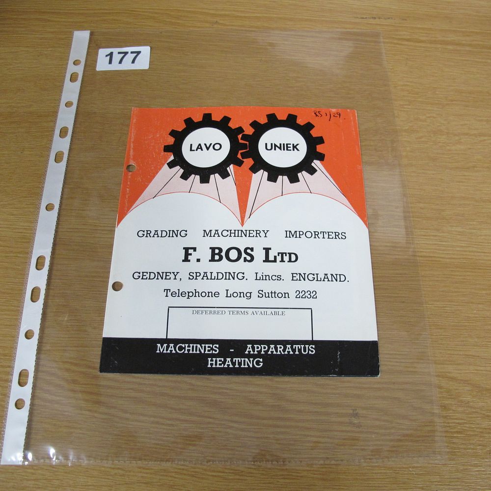 Lot 177: A mid-20th-century advertising leaflet for F. Bos Ltd...