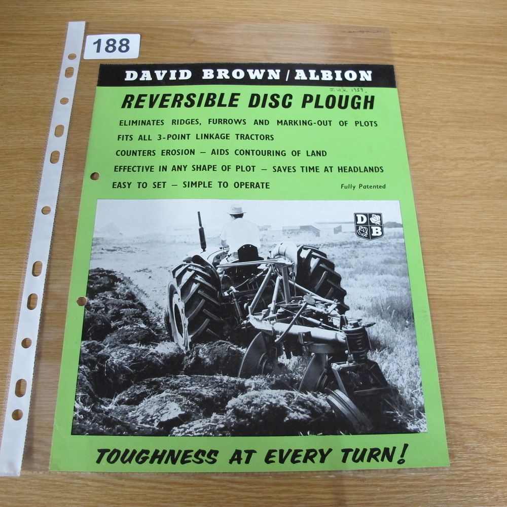 Lot 188: A David Brown / Albion Reversible Disc Plough...