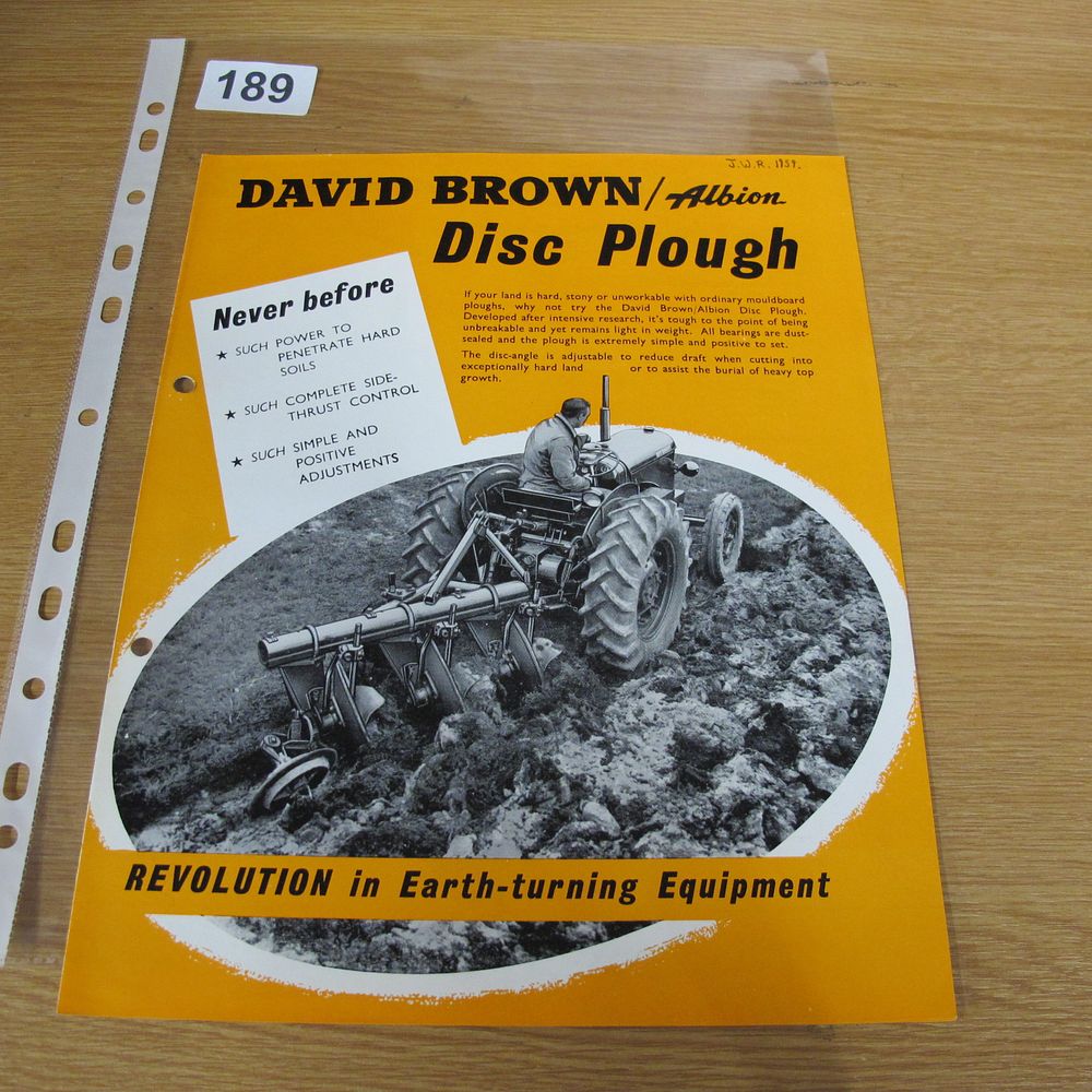 Lot 189: A Vintage David Brown Albion Disc Plough Sales...