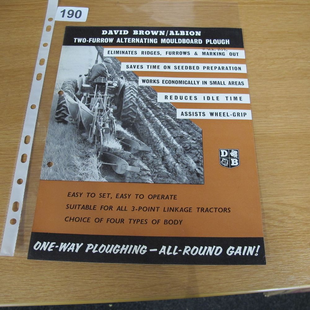 Lot 190: A David Brown / Albion Two-Furrow Alternating Mouldboard...