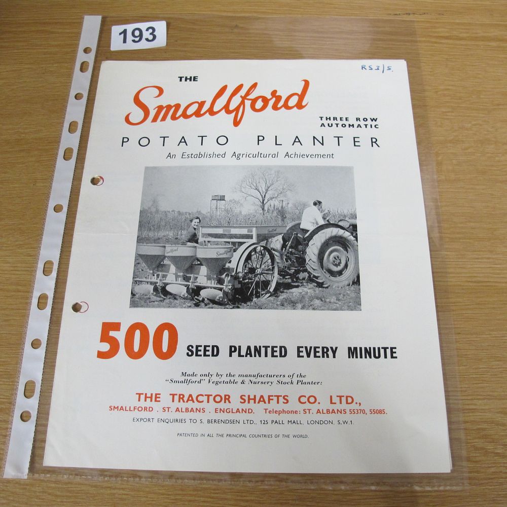 Lot 193: A Vintage The Smallford Potato Planter Sales Brochure...