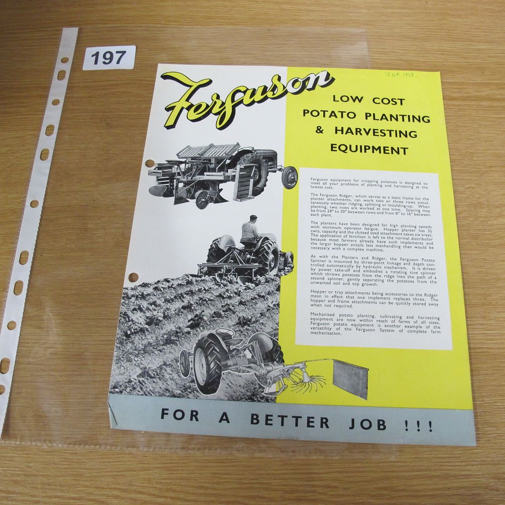 Lot 197: A Ferguson Sales Leaflet for Potato Planting and...