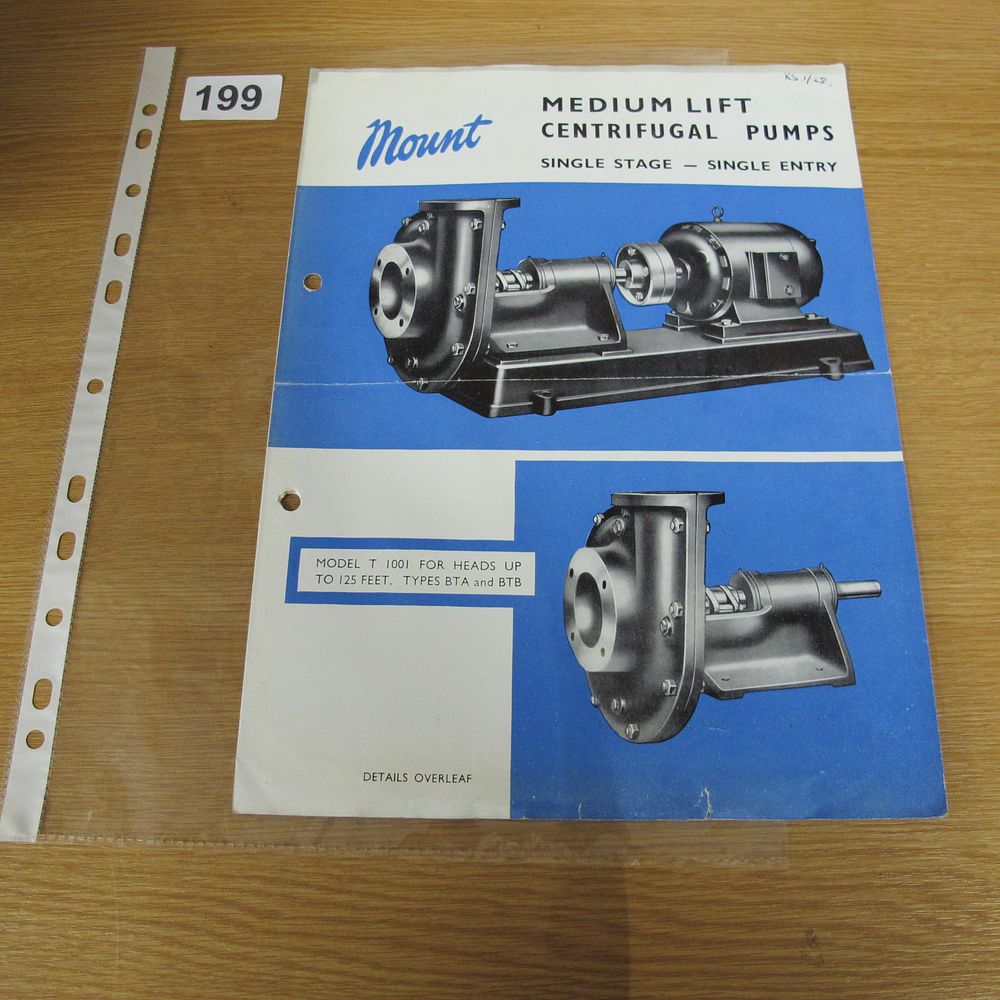 Lot 199: A Vintage Mount Medium Lift Centrifugal Pumps Sales...