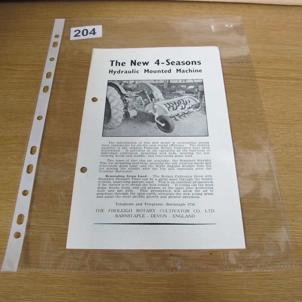 Lot 204: Mid-20th-century Advertising Flyer for The Fishleigh Rotary Cultivator