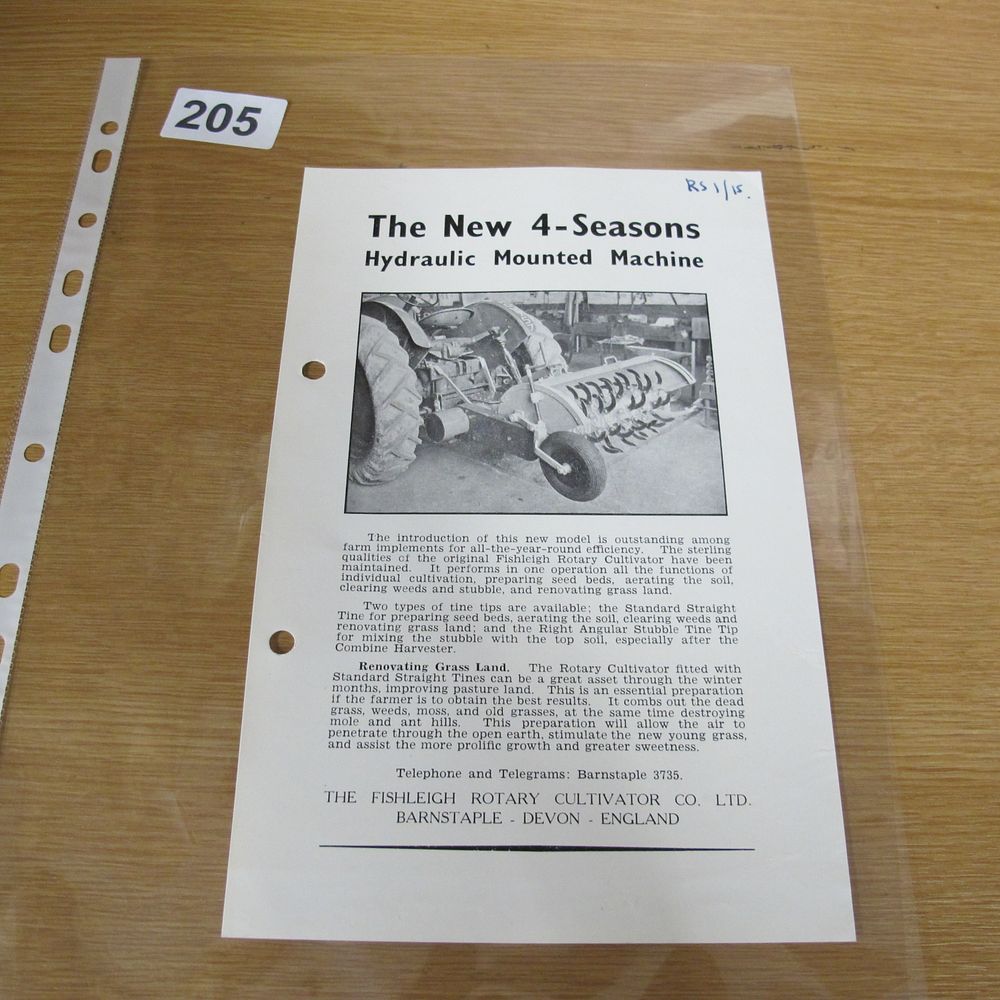 Lot 205: A Vintage Promotional Sheet for the Fishleigh 4-Seasons...