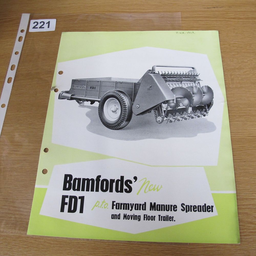 Lot 221: A Bamfords' FD1 p.t.o. Farmyard Manure Spreader and...