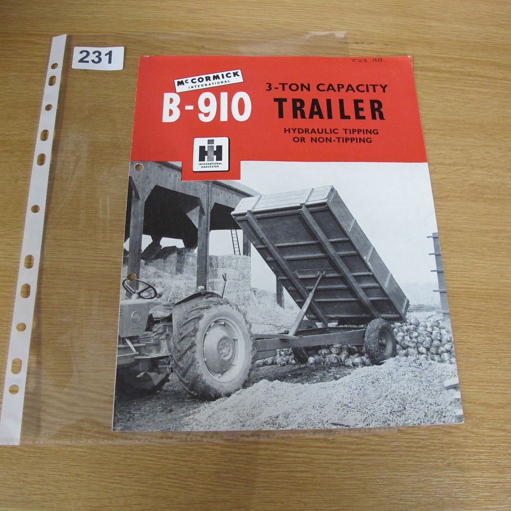 Lot 231: McCormick International B-910 3-Ton Capacity Trailer Sales Brochure