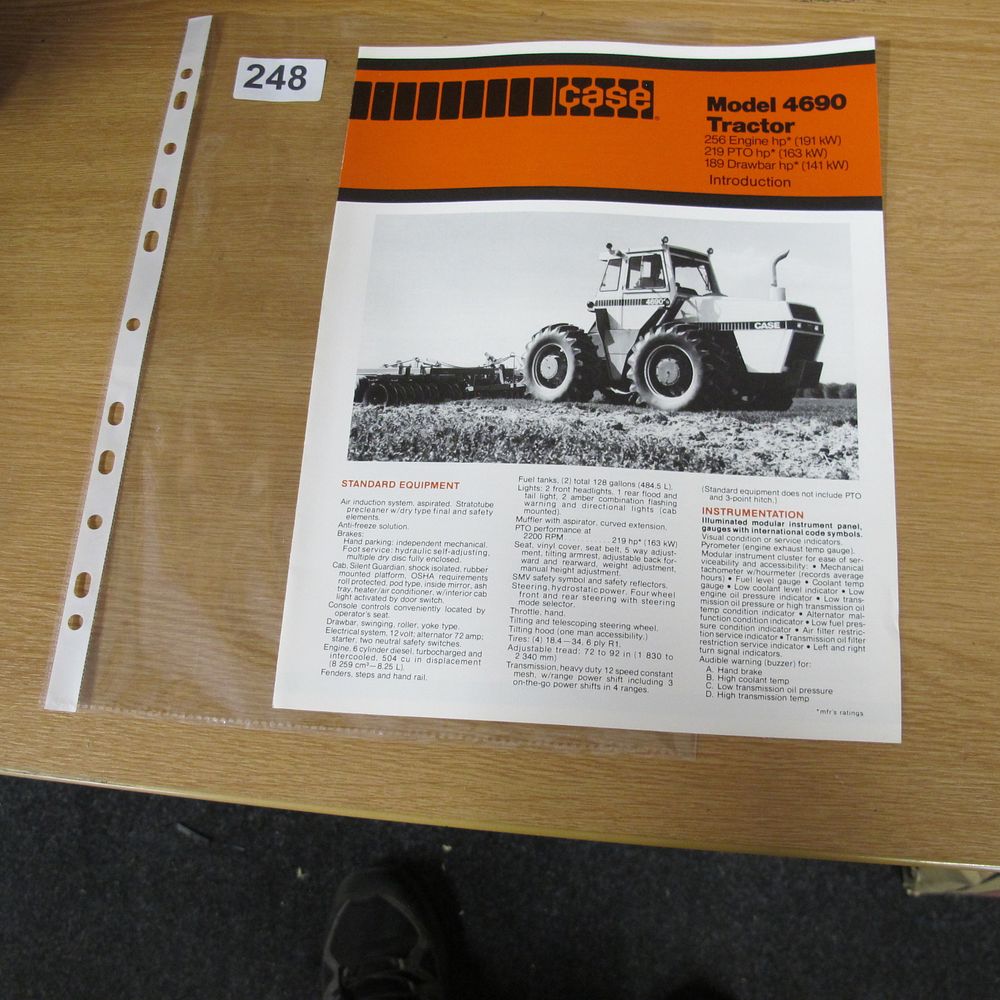 Lot 248: Case Model 4690 Tractor Sales and Specification Brochure