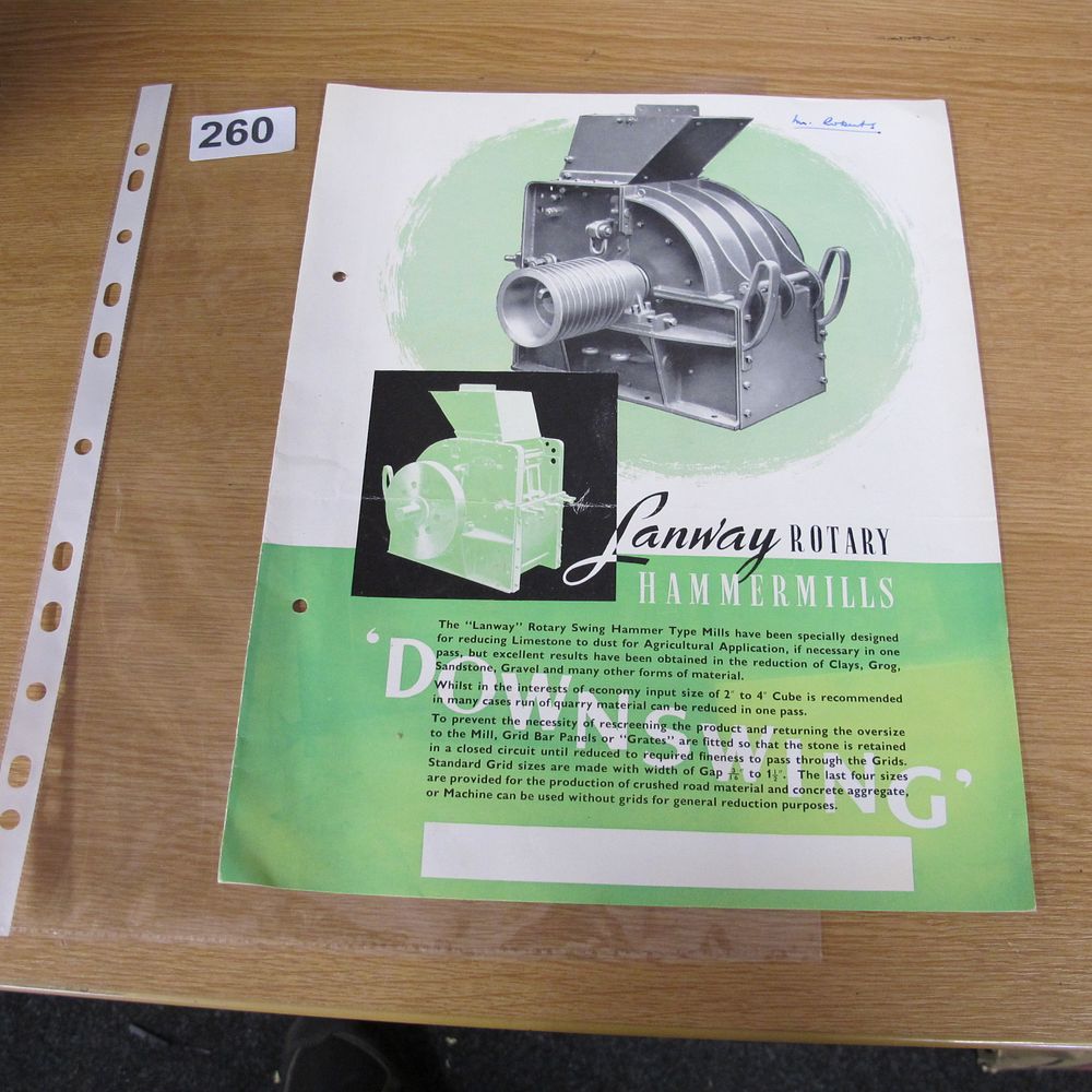 Lot 259: A Lanway Rotary Hammermills Industrial Advertising Brochure