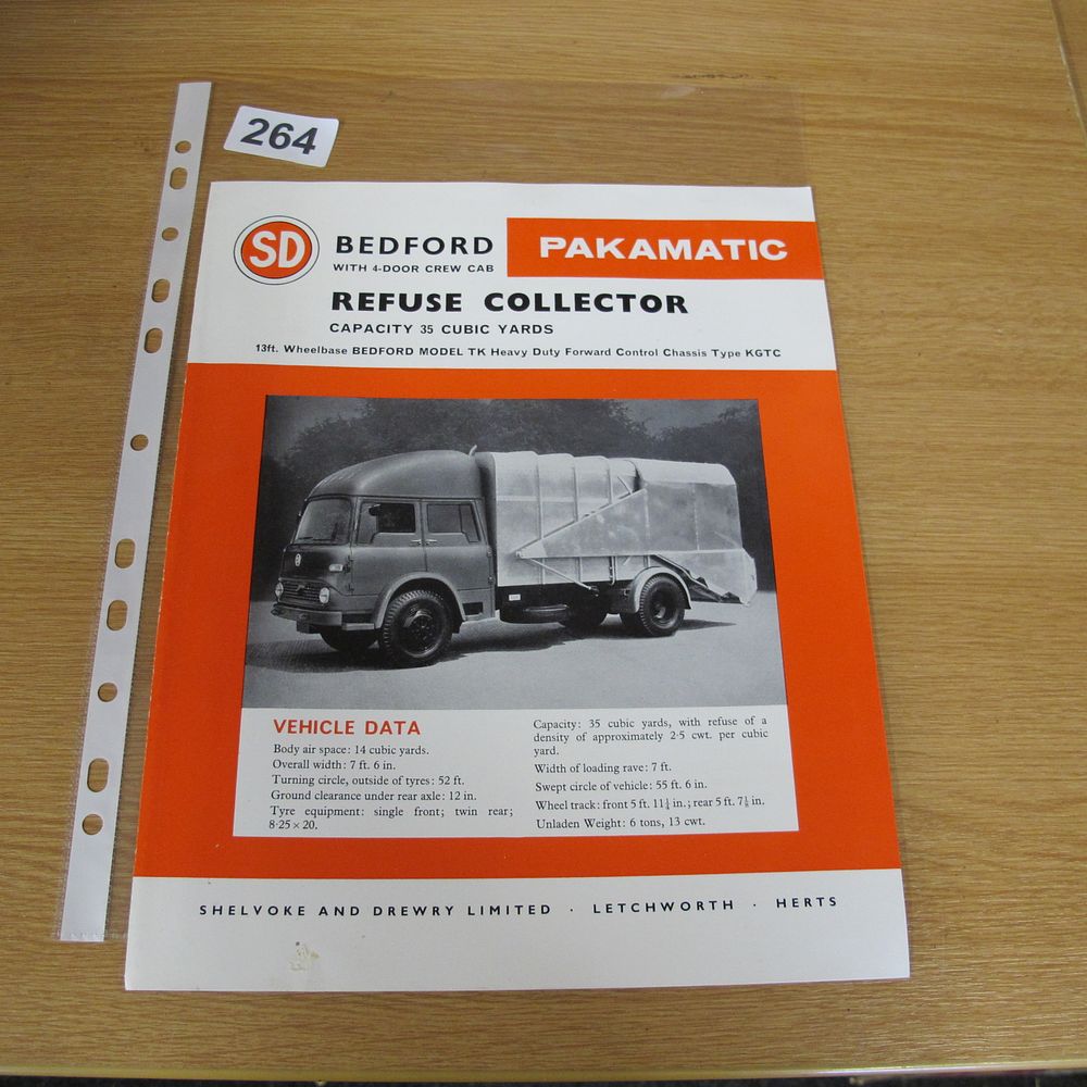 Lot 264: A Shelvoke and Drewry Pakamatic Refuse Collector Sales...
