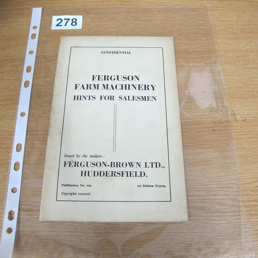 Lot 278: A 1st Edition Ferguson-Brown Ltd. Confidential Booklet Ferguson...