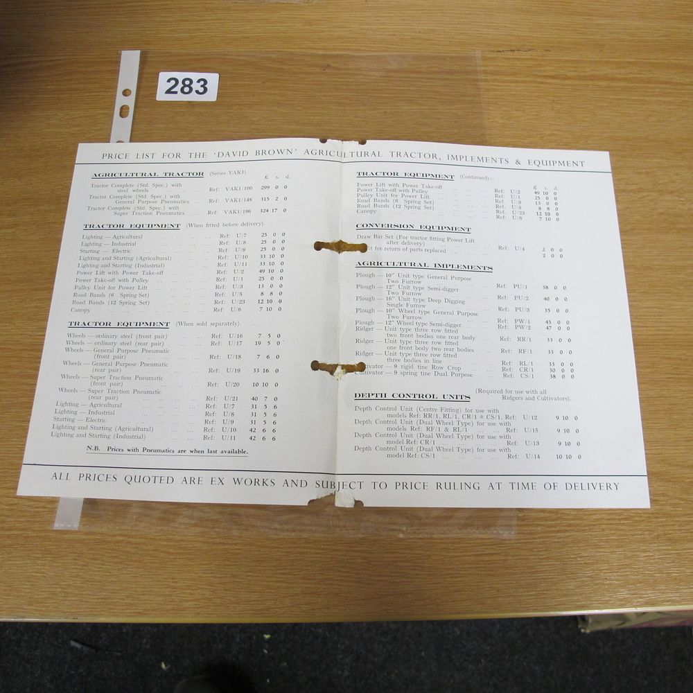 Lot 283: A David Brown Agricultural Tractor Implements and Equipment...
