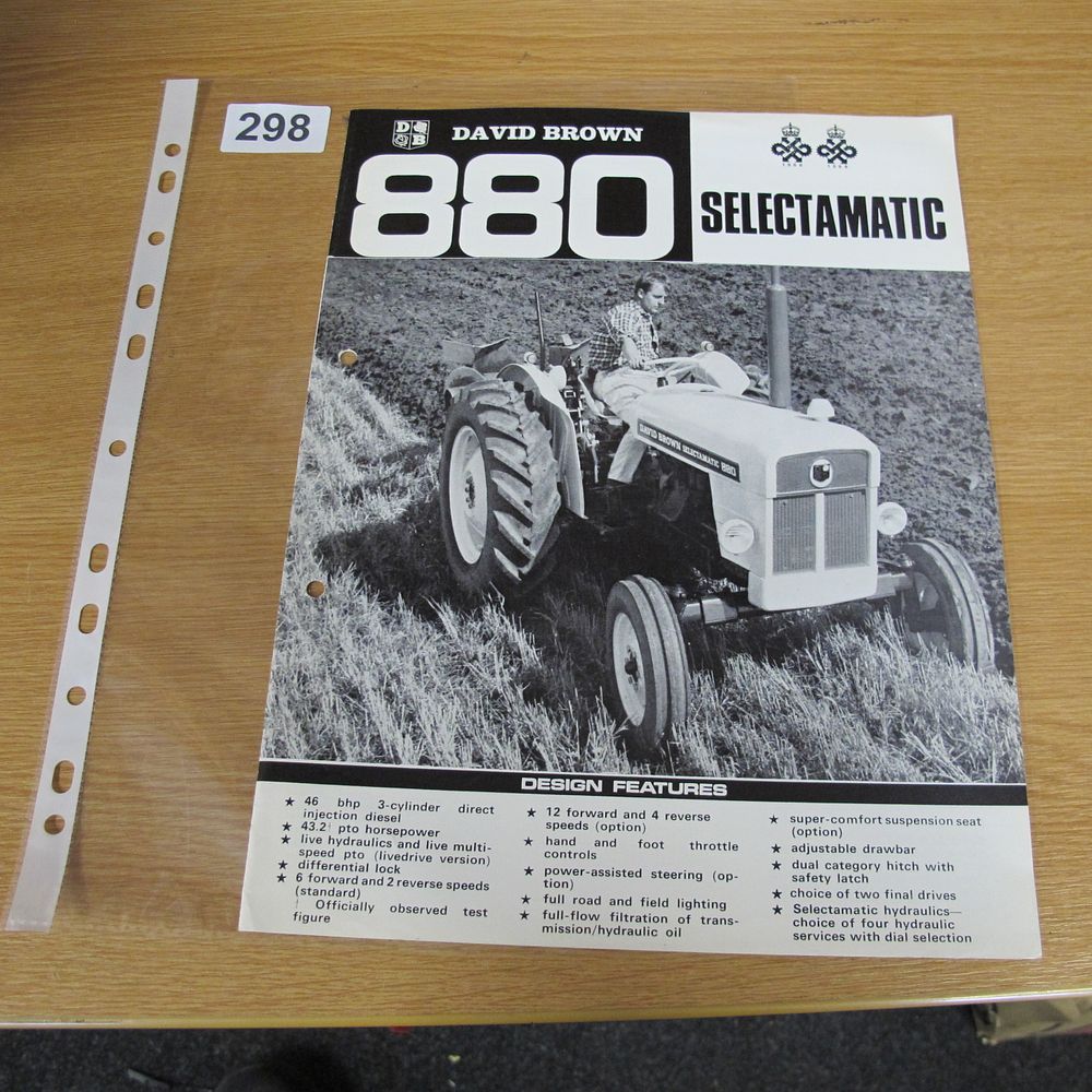Lot 298: David Brown 880 Selectamatic Tractor Sales Brochure