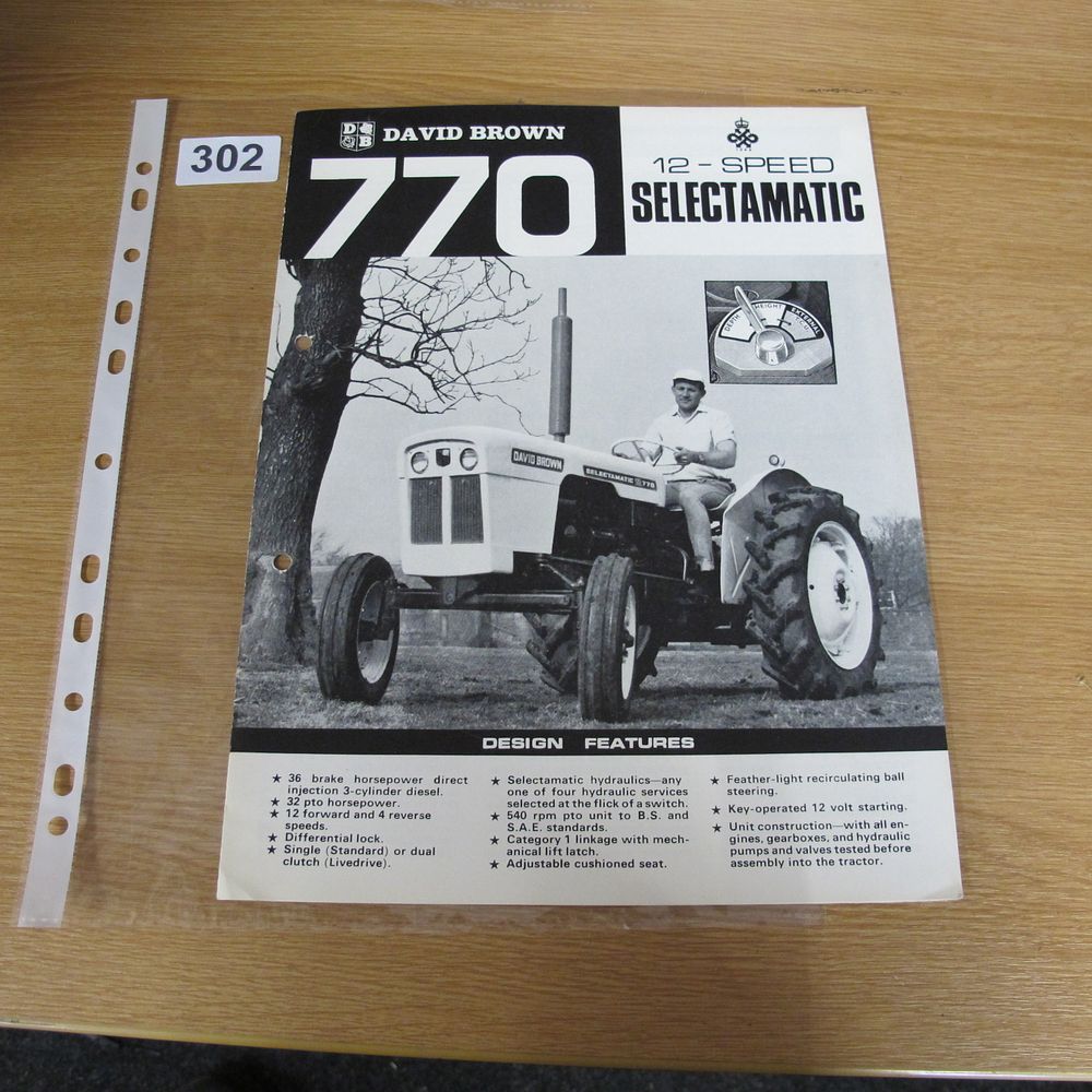 Lot 302: David Brown 770 Selectamatic 12-Speed Tractor Sales Brochure