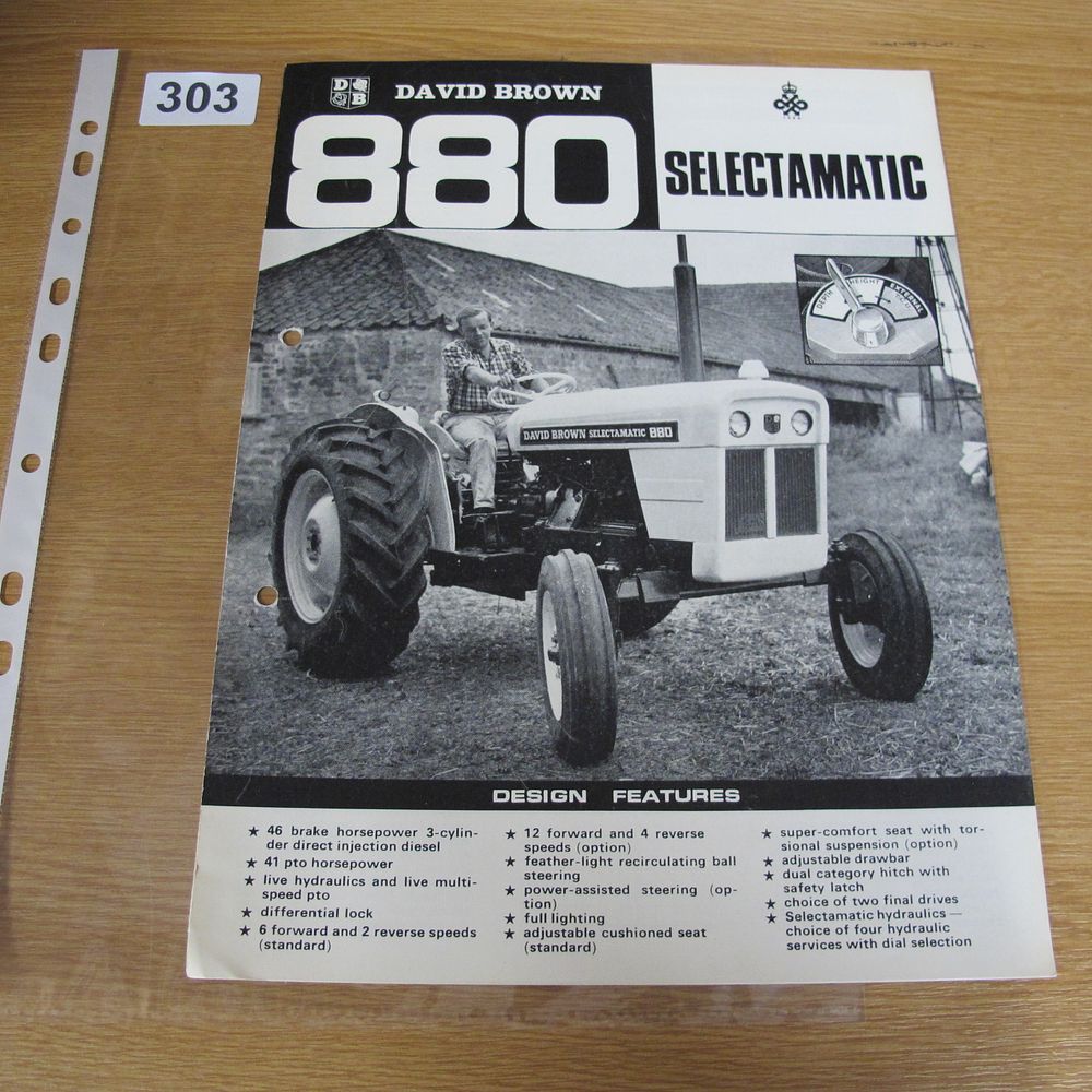 Lot 303: David Brown 880 Selectamatic Tractor Sales Brochure