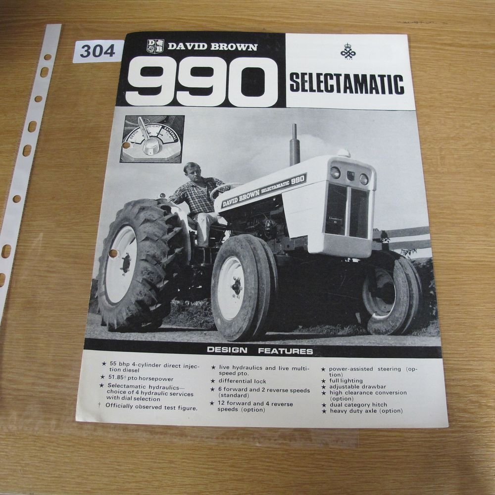 Lot 304: David Brown 990 Selectamatic Tractor Sales Brochure
