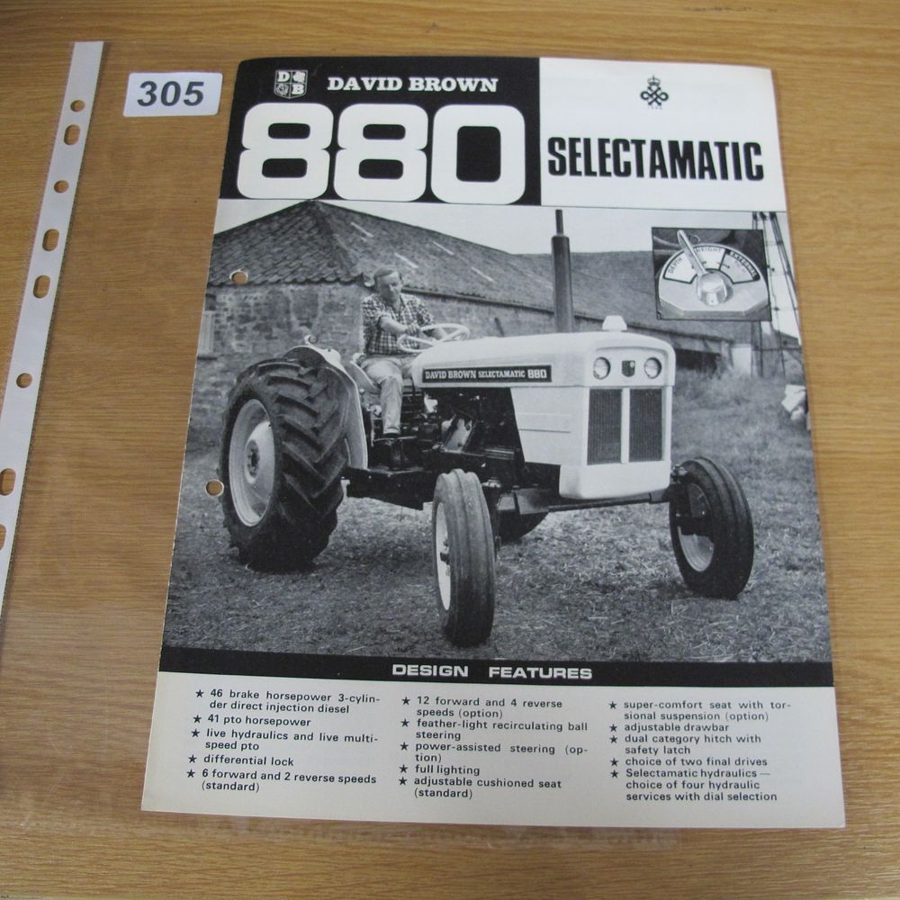Lot 305: A David Brown 880 Selectamatic Tractor Sales Brochure