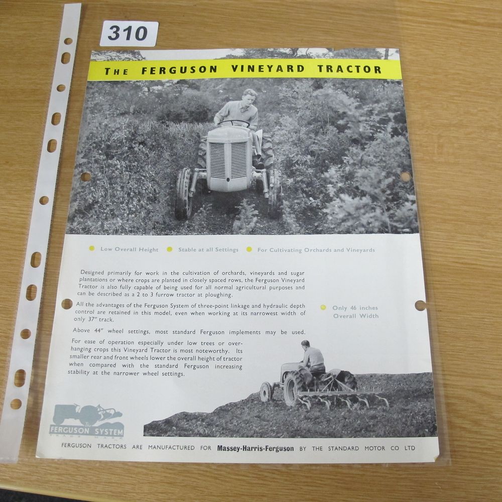 Lot 310: A Vintage Ferguson Vineyard Tractor Sales Brochure