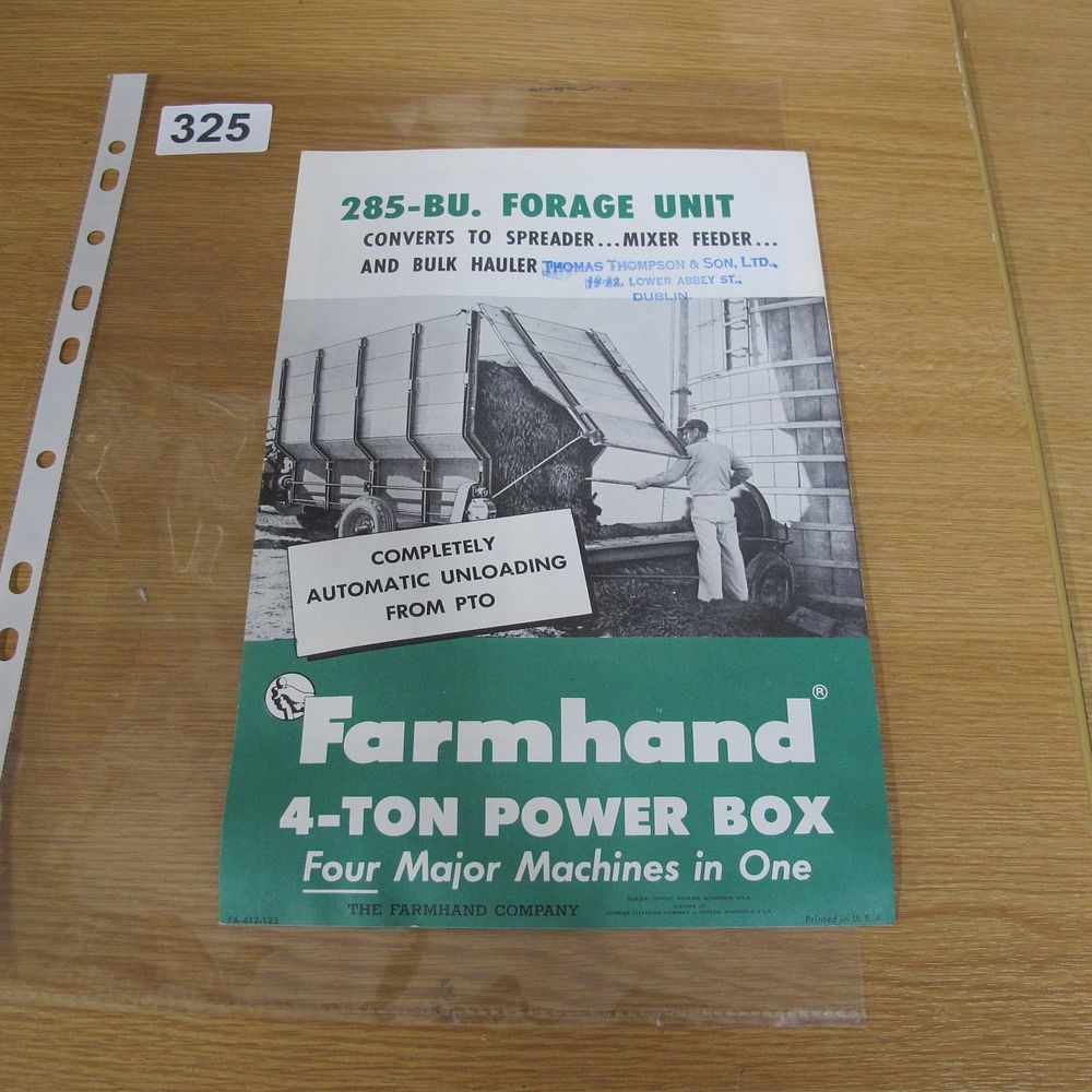 Lot 325: Farmhand 4-Ton Power Box and 285-BU Forage Unit...