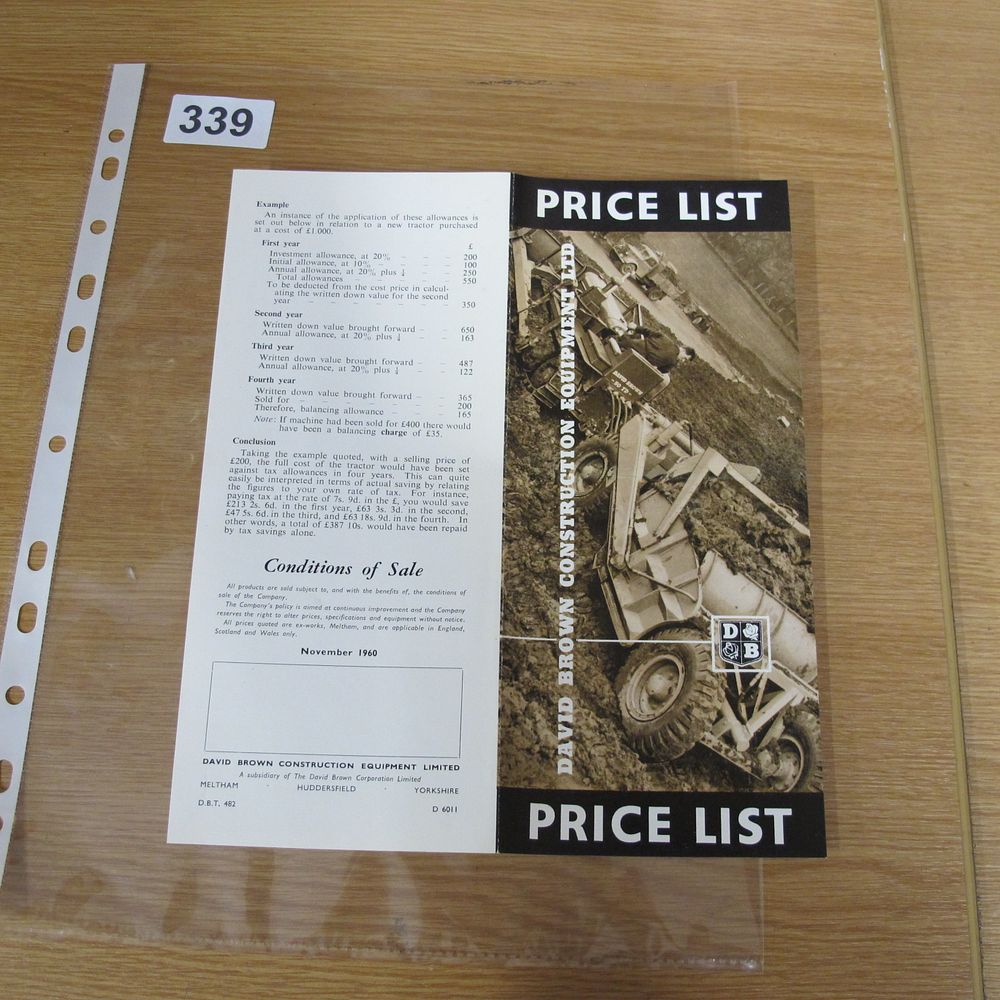 Lot 339: A November 1960 David Brown Construction Equipment Limited...