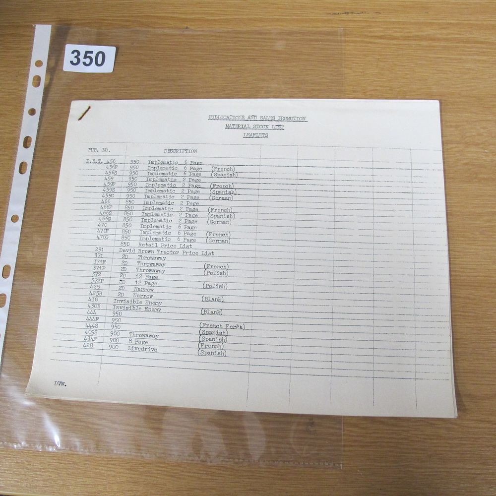 Lot 350: David Brown Tractor Publications and Sales Promotion Material...