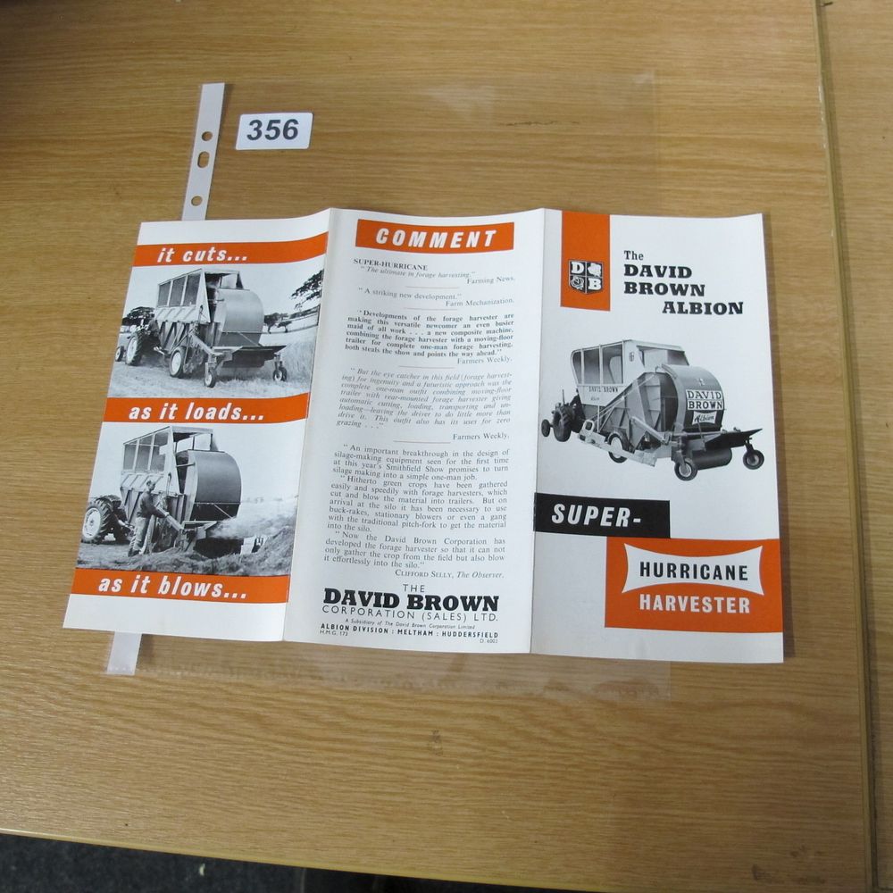 Lot 356: A Vintage David Brown Albion Super-Hurricane Harvester Sales...