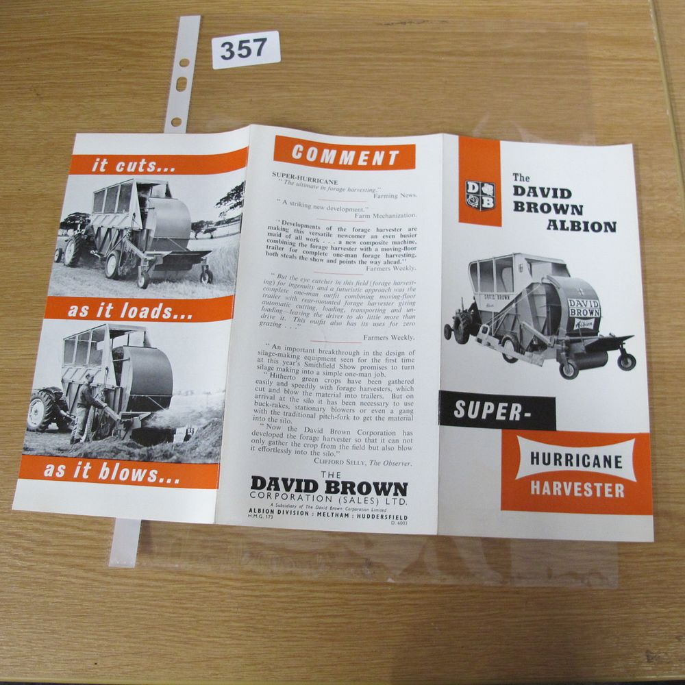 Lot 357: David Brown Albion Super-Hurricane Harvester Sales Brochure
