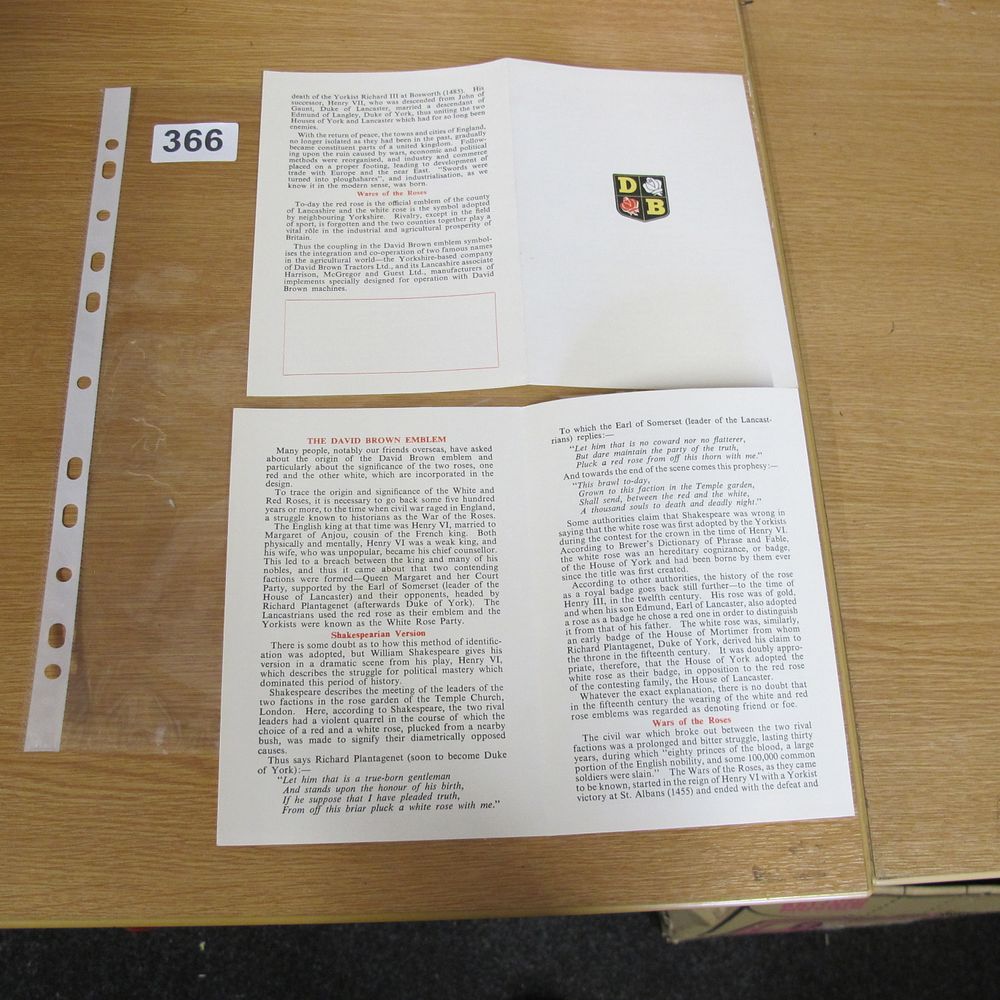 Lot 366: A Group of David Brown Printed Ephemera Relating...