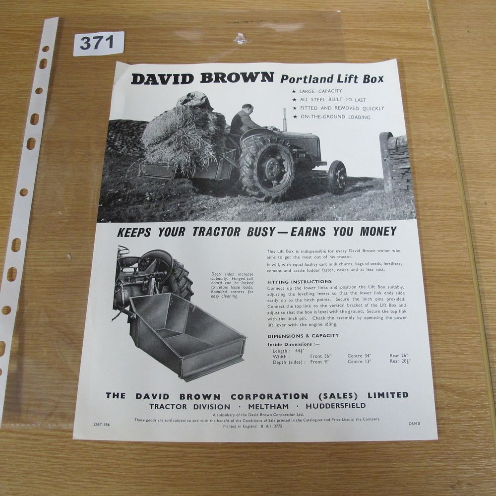 Lot 371: A David Brown Portland Lift Box sales advertisement...