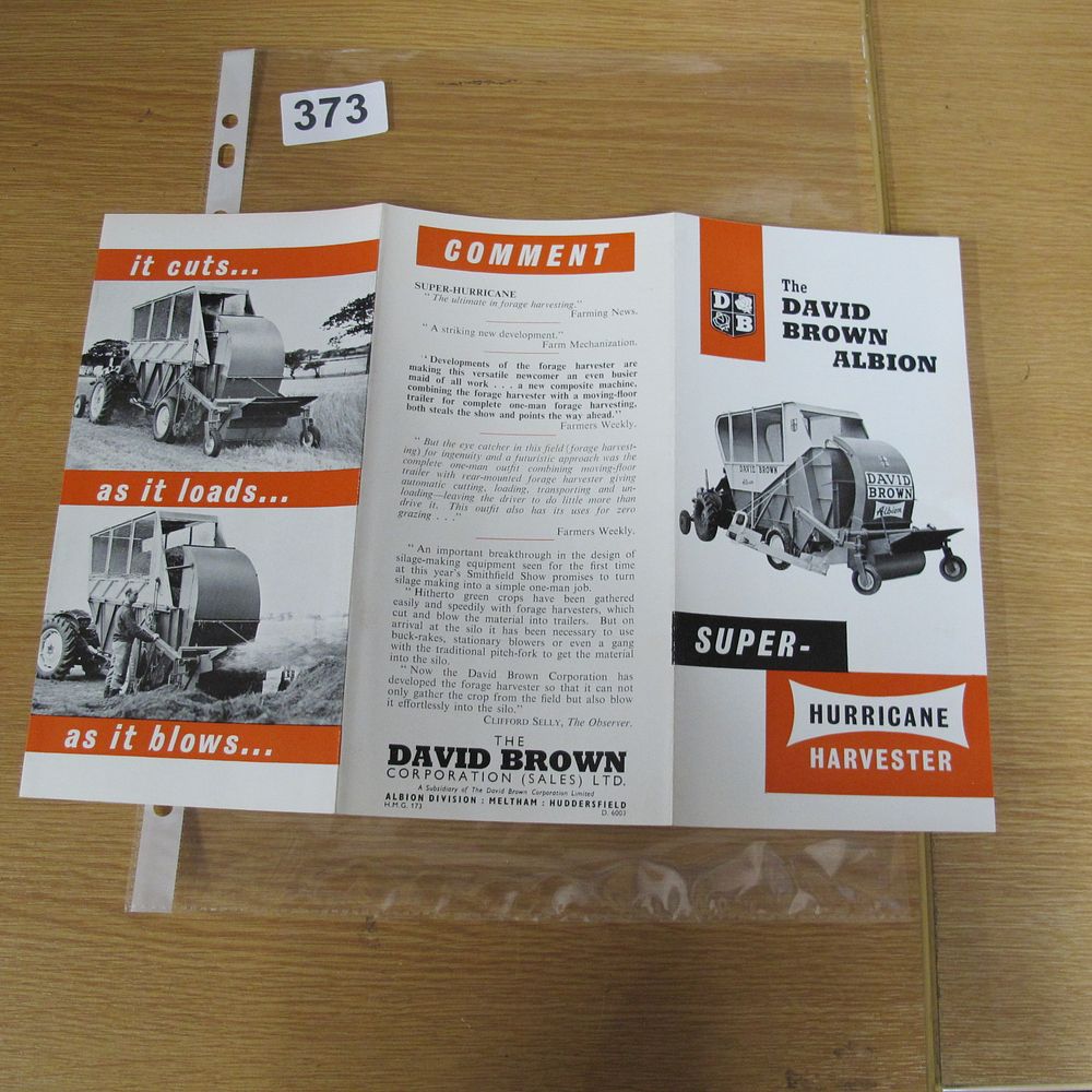 Lot 373: A David Brown Albion Super-Hurricane Harvester Advertising Brochure