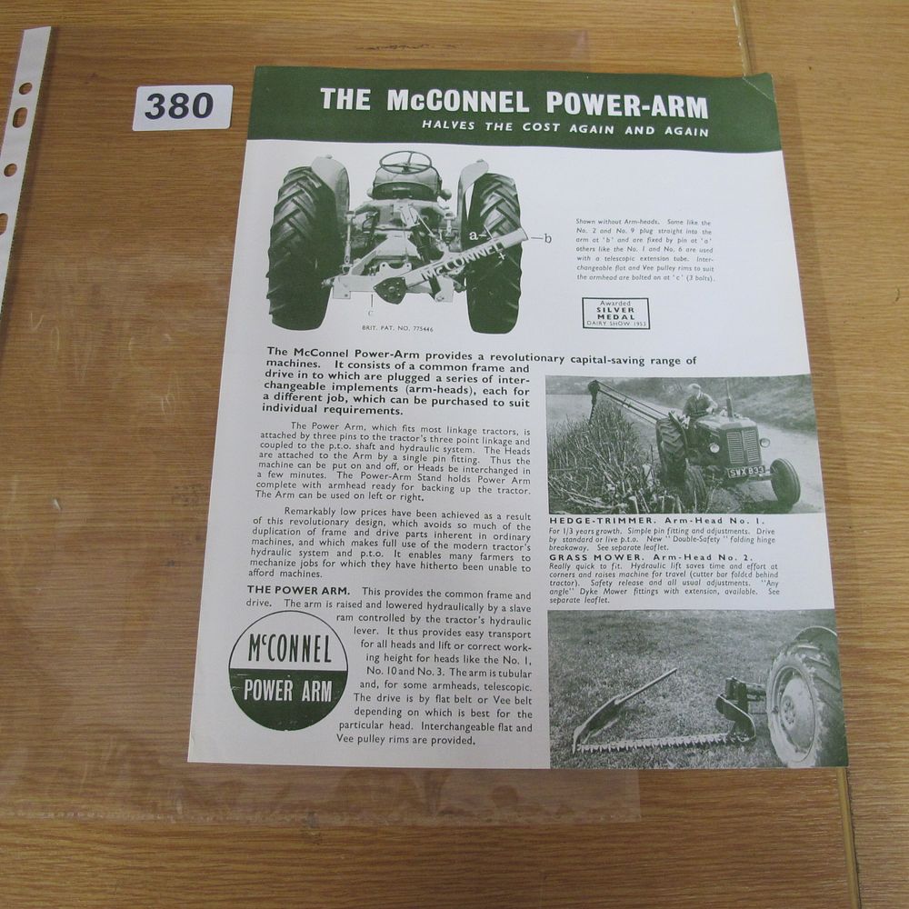 Lot 380: Vintage McConnel Power-Arm Tractor Attachment Advertising Brochure circa...