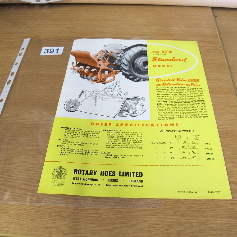 Lot 391: A 1959 Howard Rotavator E Series II Standard...