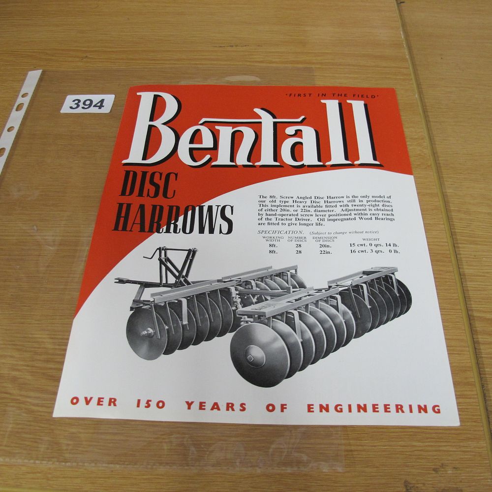 Lot 394: Bentall Disc Harrows Advertising Brochure