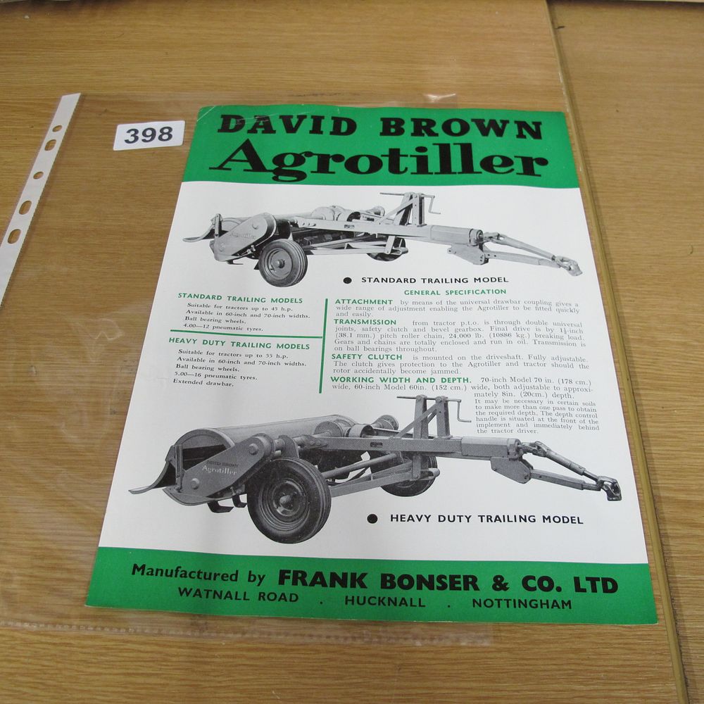 Lot 398: A Vintage David Brown Agrotiller Advertising Brochure