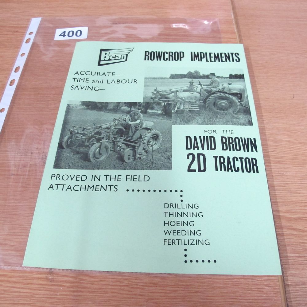 Lot 400: A Vintage Bean Rowcrop Implements Sales Brochure for...