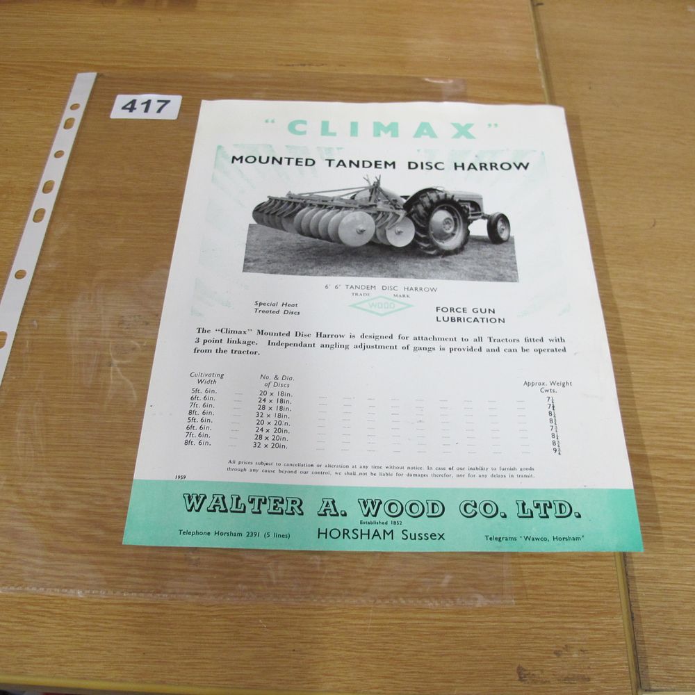 Lot 417: A 1959 Walter A. Wood Co. Ltd. Climax...
