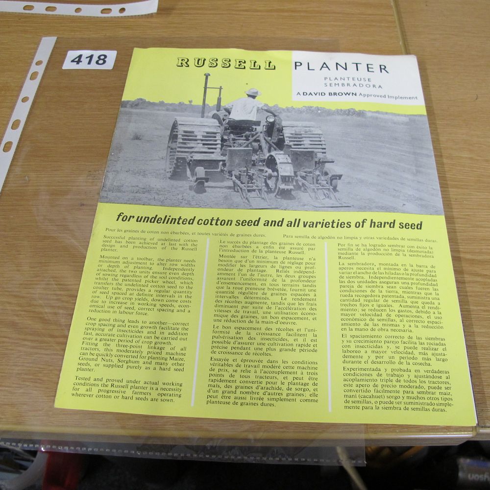 Lot 418: Russell Planter Original Sales Brochure, A David Brown...