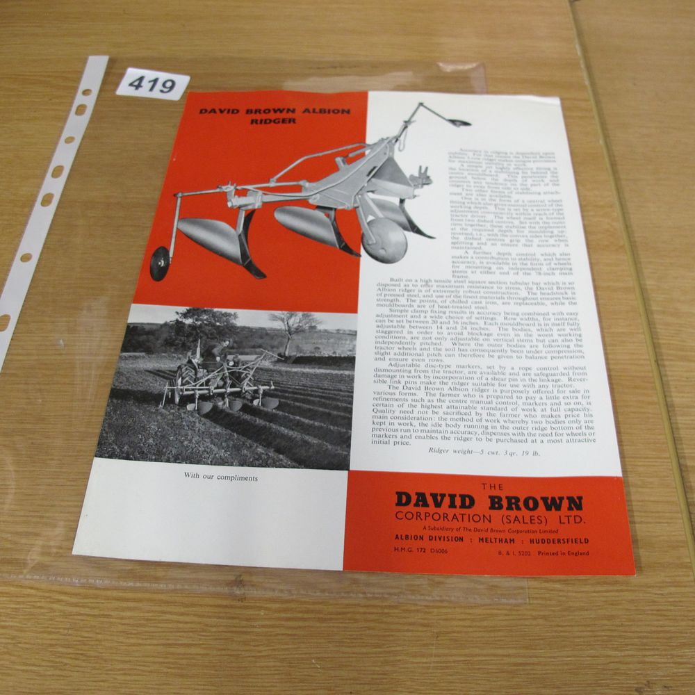 Lot 419: A Vintage David Brown Albion Ridger Advertising Brochure